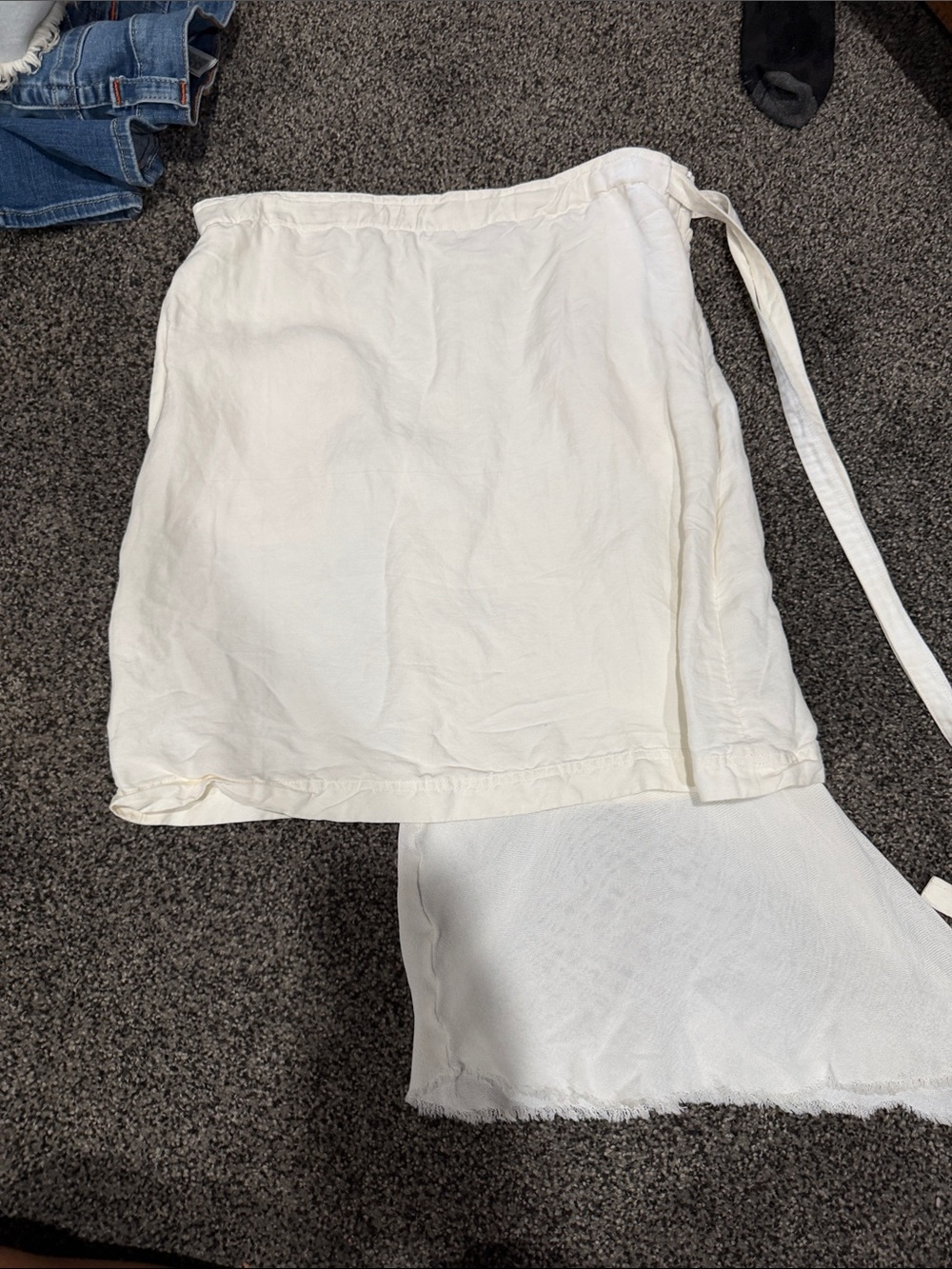 Helmut Lang White Asymmetrical Wrap Skirt